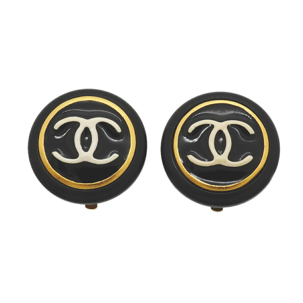 CHANEL Black Logo Earrings